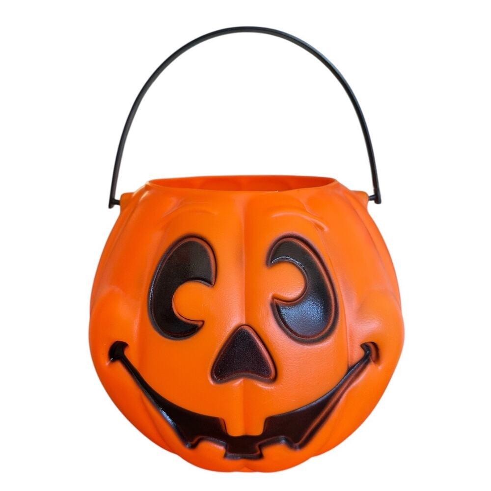 VTG 1997 Jack-O-Lantern Pumpkin Blow Mold Trick or Treat Bucket Halloween USA